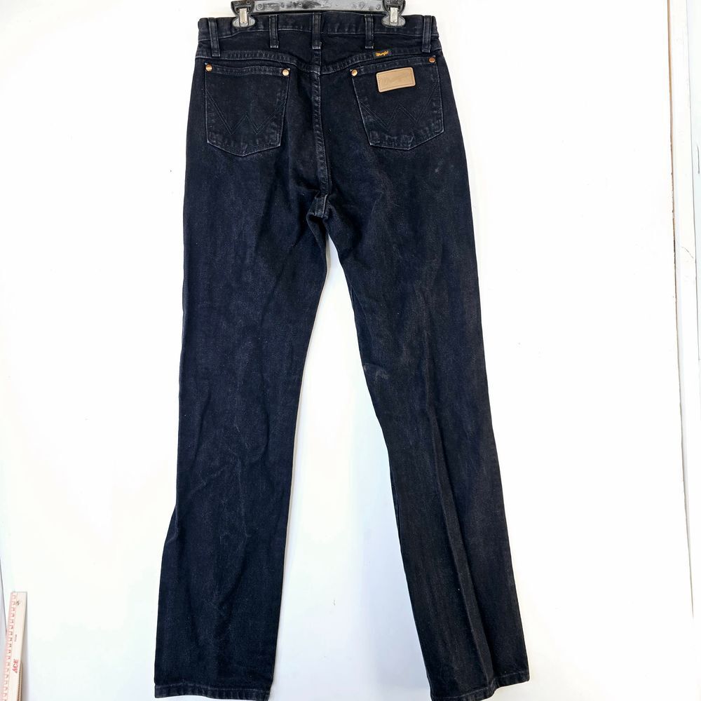 Vtg Wrangler Black Denim Straight Leg Jeans Men's 34x36 Classic Fit Casual Pants - Picture 2 of 9